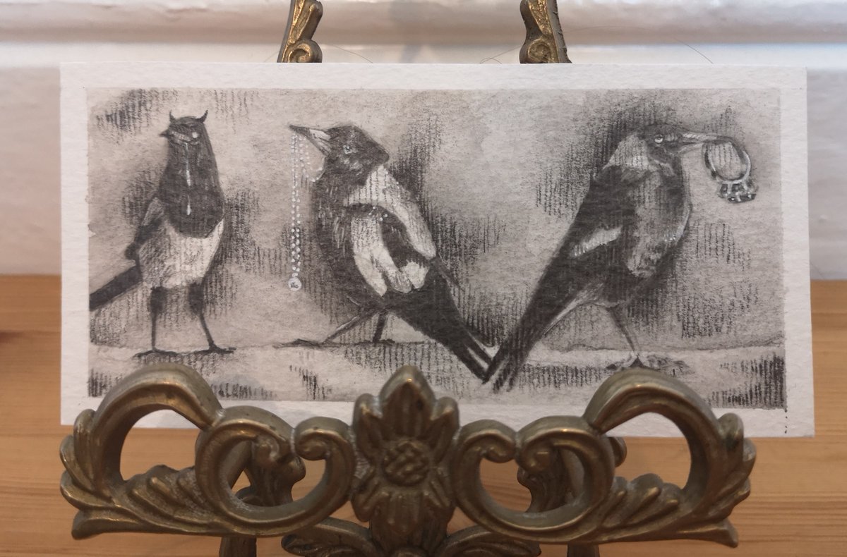 Magpies are known for thieving anything shiny. It is said a lone magpie will bring bad luck, and if you see one you must ask after its partner to offset misfortune. In Scotland, magpies are said to have the Devil's blood under their tongue.
#FolkloreThursday #magpie #illustration