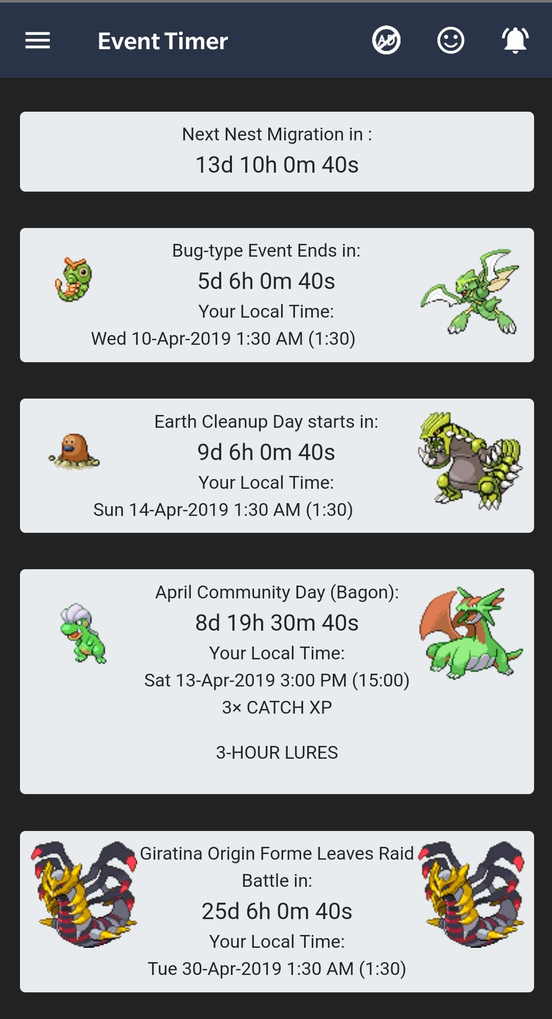 GO Field Guide on Twitter: "@PokemonGoApp A Event Timer with Event Notifications will help you to remember all important dates! All Events Countdown Timer at GO Field Guide 👉 https://t.co/0WyvruZYmJ https://t.co/SxZYOPAZ3f" /