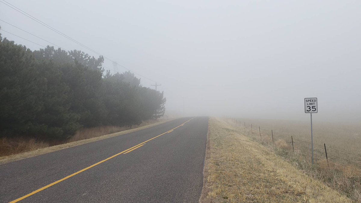 945theranch's tweet photo. Maybe 500 foot visibility in the fog this morning across the region. Drive safe and TURN ON YOUR HEADLIGHTS! #COwx https://t.co/5xH9wxQ4vE
