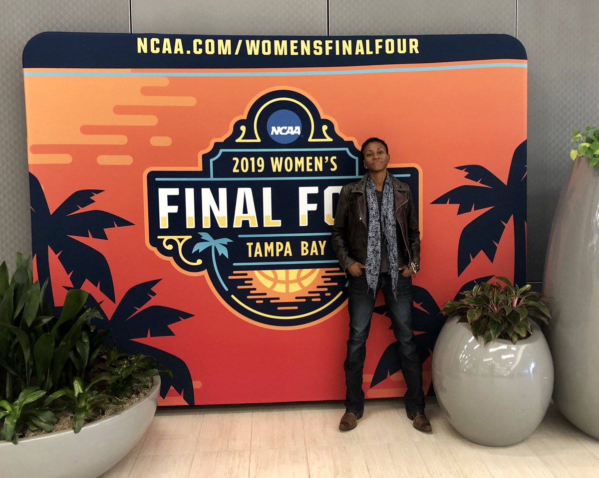 headcoachead's tweet photo. Only I would wear a leather jacket and cowboy boots to Tampa for #wbca2019 https://t.co/XwSQvfm9Zm