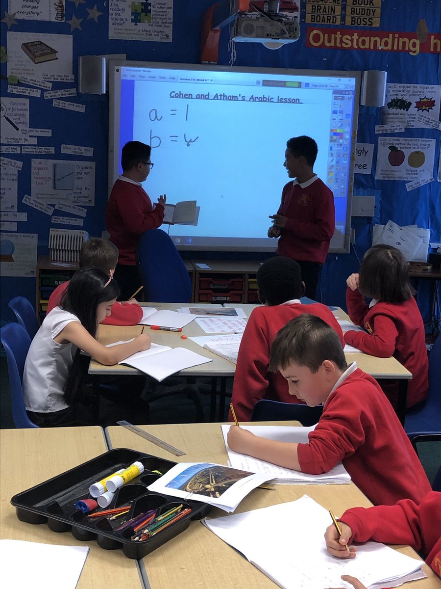 year3andphase's tweet photo. Today we have been looking at primary and secondary sources within the Golden age of Islam! 2 children then taught the rest of the class how to translate English letters into Arabic!! The children have retained so much information!! Really chuffed! @NorthManorAcad #FIDES https://t.co/tHXmJXZnkK