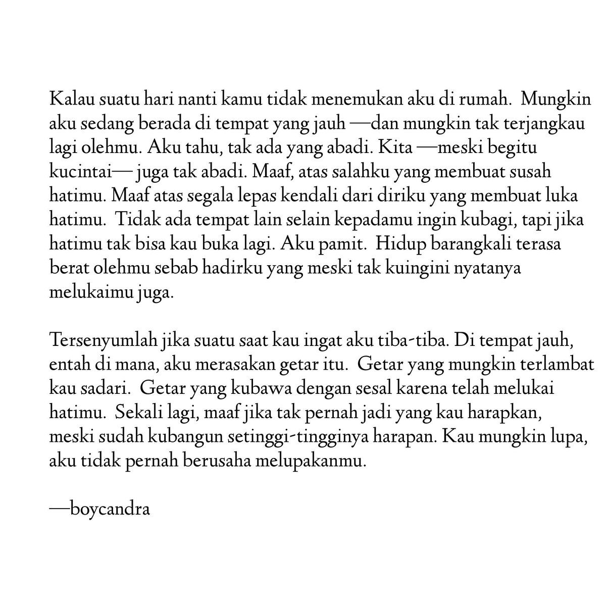 dsuperboy's tweet photo. Kalau suatu hari nanti kamu tidak menemukan aku di rumah. https://t.co/0J045yPXDq