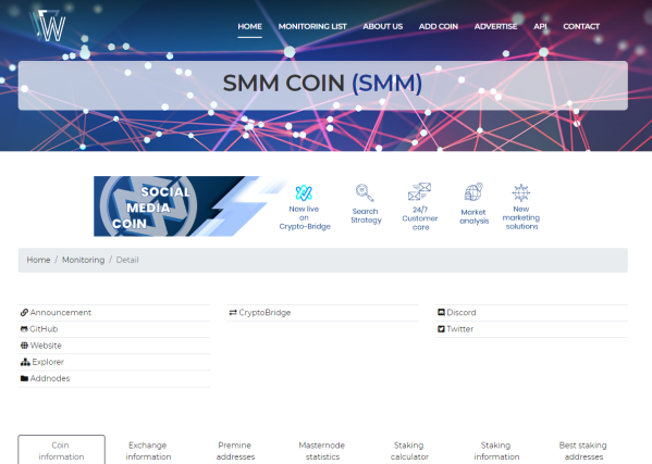 ❗️Hello  community!✌️❗️
SMM now listed on vaultwatch.eu!💯
💥Vaultwatch.eu - statistic and monitoring service with 5000+ crypto related real visitors monthly👍👇
vaultwatch.eu/detail.php?coi…