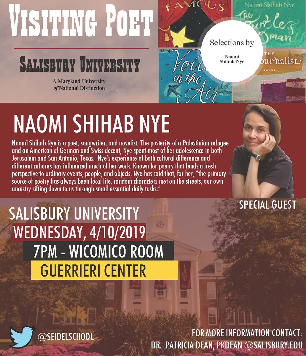 April 10, 2019 join guest Author Naomi Shihab Nye