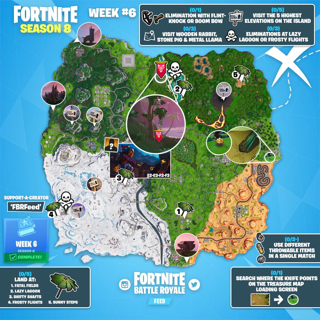 Fortnite Season 8 Week 6 Cheat Sheet Tag A Friend Likes - fortnite season 8 week 6 cheat sheet tag a friend likes retweets