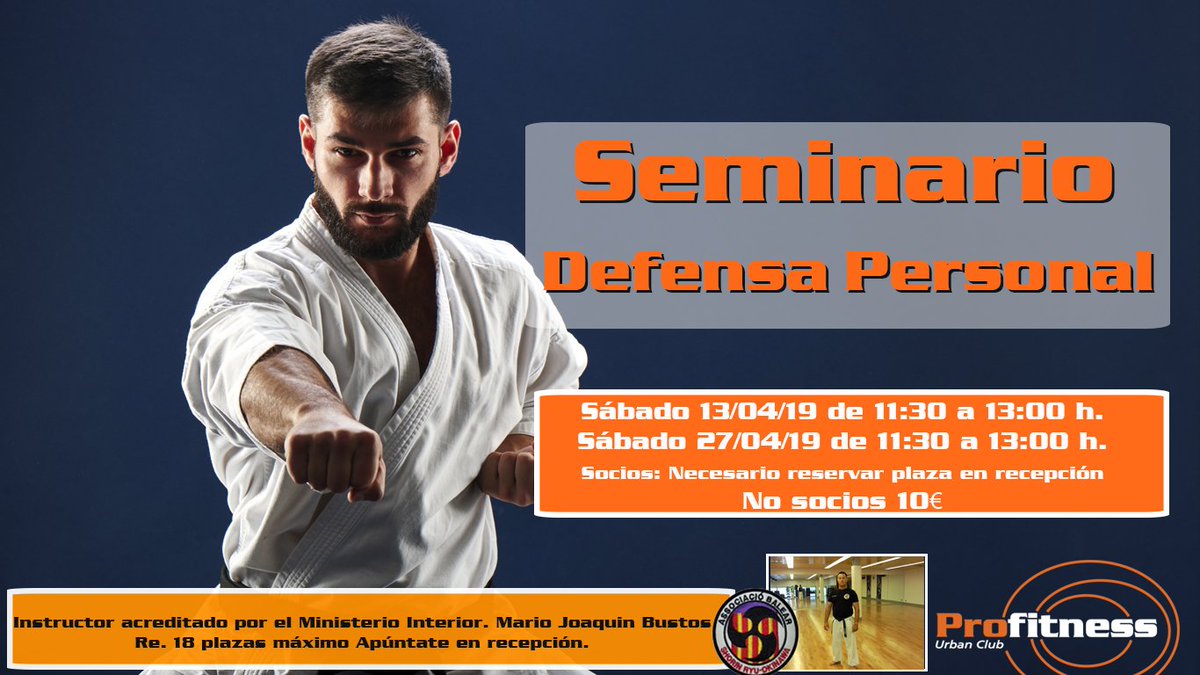 Como cada mes puedes disfrutar de los Seminarios de defensa personal con Mario Bustos. El sábado 13 y 27. #karate