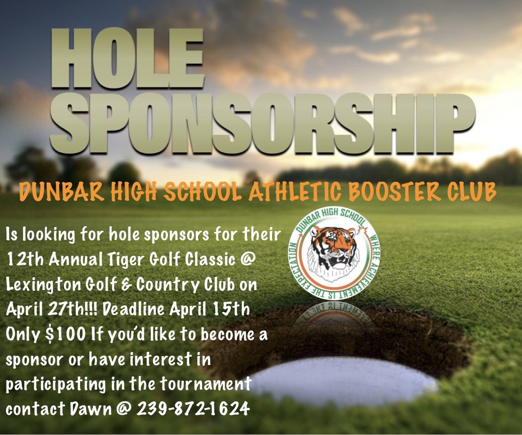We are looking for hole sponsors, and golfers. Please share.