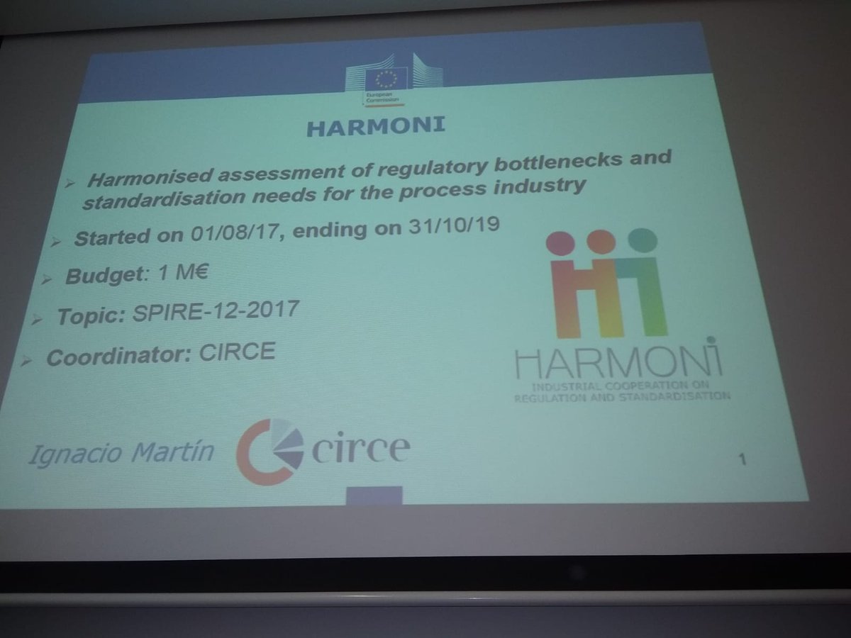 Harmoni (@harmoni_h2020) on Twitter photo CIRCE Foundation (<a href="/fCIRCE/">CIRCE - Centro Tecnológico</a> ) now at the workshop on “SUPPORT ACTIONS FOR EUROPEAN INDUSTRIAL TECHNOLOGIES” organized by DG RTD presenting HARMONI’s outcomes and providing recommendations for policy and the stakeholder commmunity. CIRCE Foundation (<a href="/fCIRCE/">CIRCE - Centro Tecnológico</a> ) now at the workshop on “SUPPORT ACTIONS FOR EUROPEAN INDUSTRIAL TECHNOLOGIES” organized by DG RTD presenting HARMONI’s outcomes and providing recommendations for policy and the stakeholder commmunity.