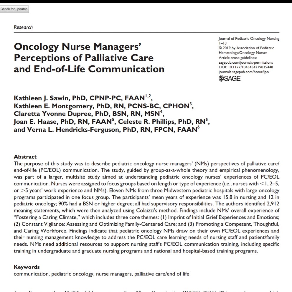 Such an honor to co-author this important manuscript on our research findings. It was just published in the Journal of Pediatric Oncology Nursing (JPON)!