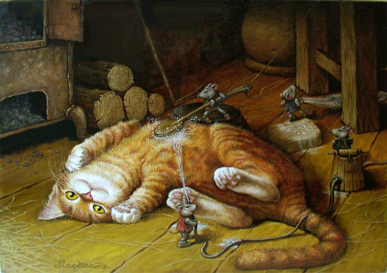 Картинку получить, открытка кошка с мышкой
