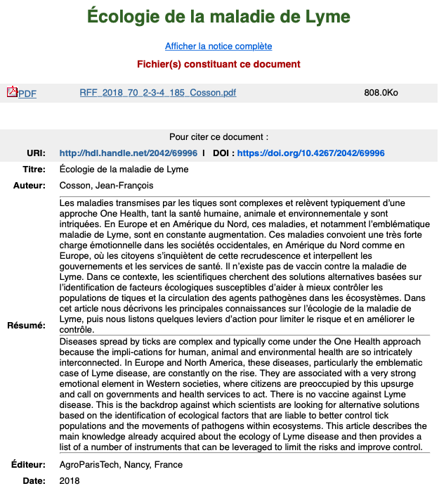 ci_ticks's tweet photo. Une synthèse des connaissances sur l'écologie de la maladie de Lyme publiée par @jeffoscoulos (en français) dans le numéro conjoint de la Revue forestière française et de Santé publique intitulé « Forêts et santé publique »  
bonne lecture :-)
https://t.co/X9fU4DvaCF https://t.co/EoRMqQ68er