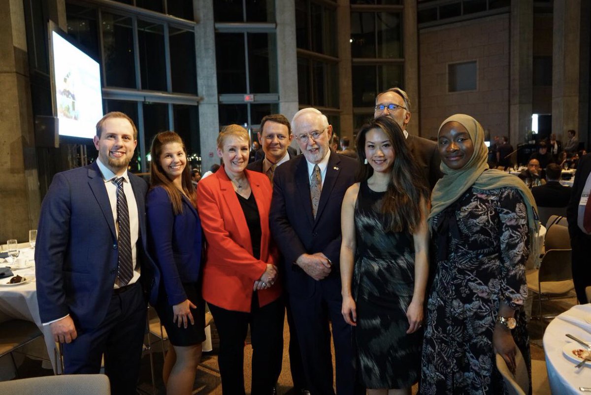 coreykmcdaniel's tweet photo. Great evening spent with the Nobel Laureate Art McDonald! Thank you for joining us at our @tat_11_2019 gala dinner. #nobelprize #tat11 #ottawa https://t.co/c2bEwR5nuU