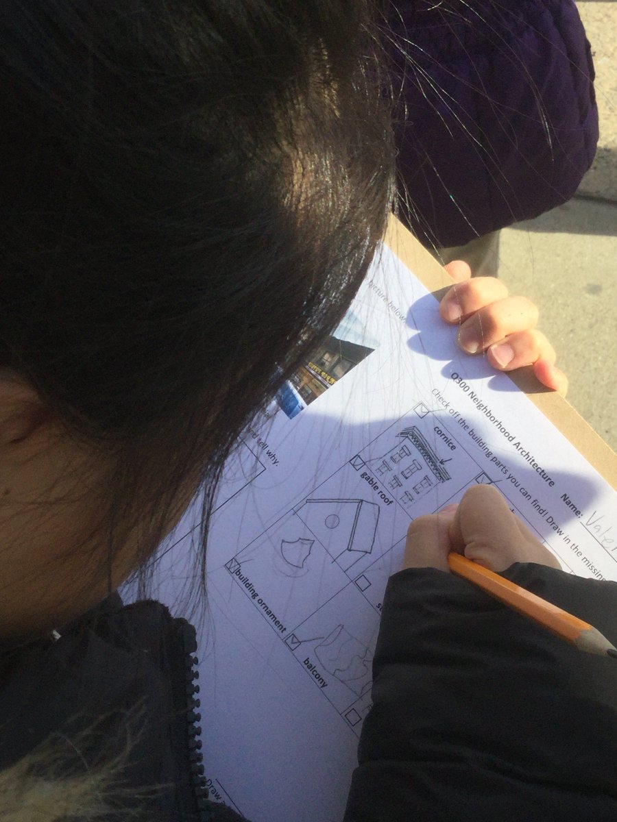 q300school's tweet photo. "Lintels and cornices and columns!" Our 2nd graders with @centerforarch on a neighborhood walk.  Looking for details and comparing change over time. #architecture #nyc #astoria  #PTAfunded #enrichment https://t.co/chZ25tQnNw