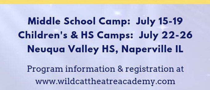 Summer camp 2019 information is up & ready for registration! Don’t miss out on the opportunities that await! #summercamp #theatrecamp #theatre