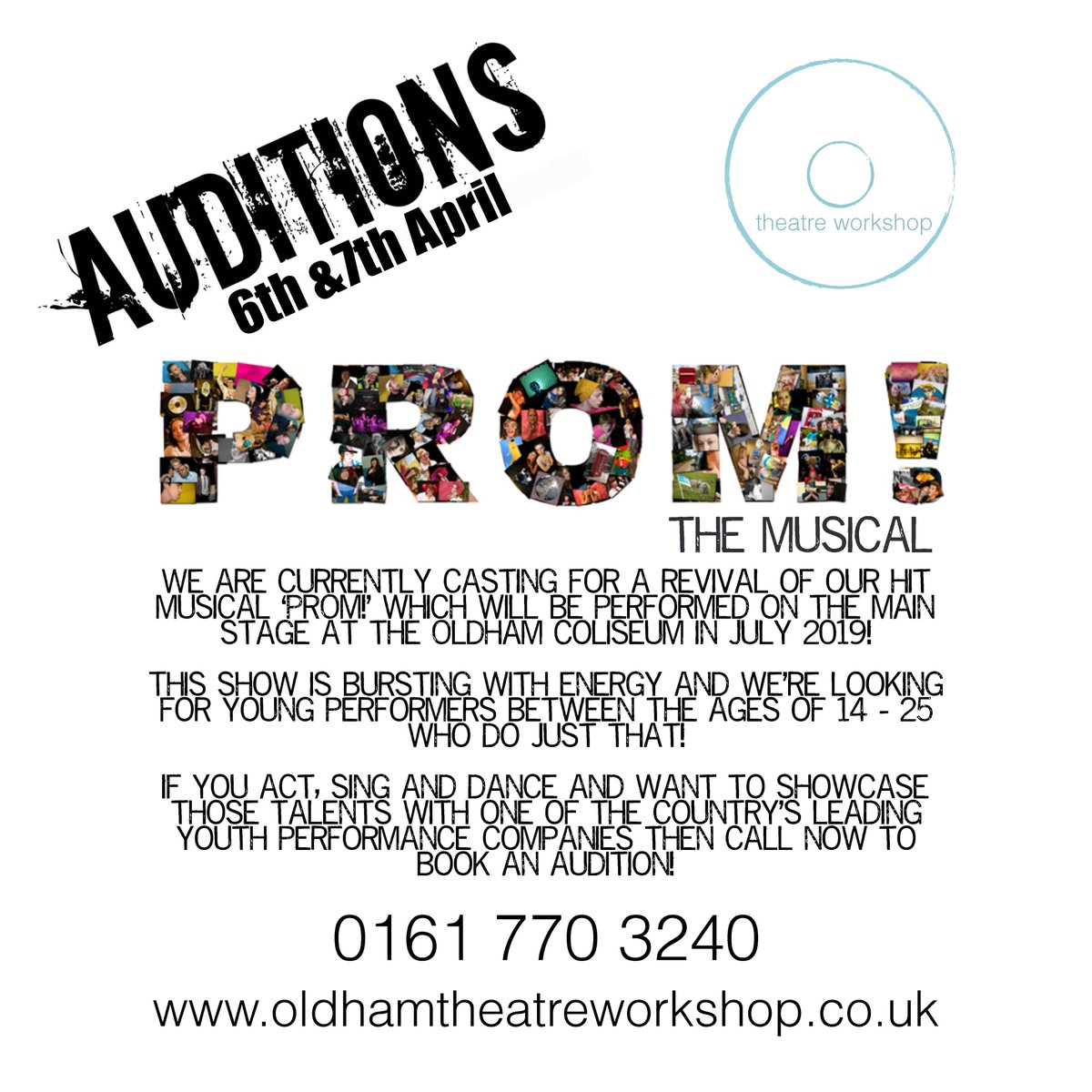Who's going to be lucky enough to bag one of our last audition slots for 'PROM THE MUSICAL', performed this summer <a href="/OldhamColiseum/">Oldham Coliseum</a> ?

Auditions are on Sat 6th &amp; Sun 7th April 2019

If you're a creative aged 14 - 25 years &amp; would like to audition call the office on 0161 770 3240