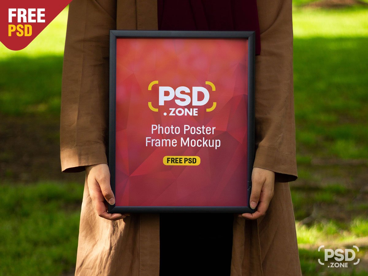 Psd Zone On Twitter Free Women Holding Photo Poster Frame Mockup