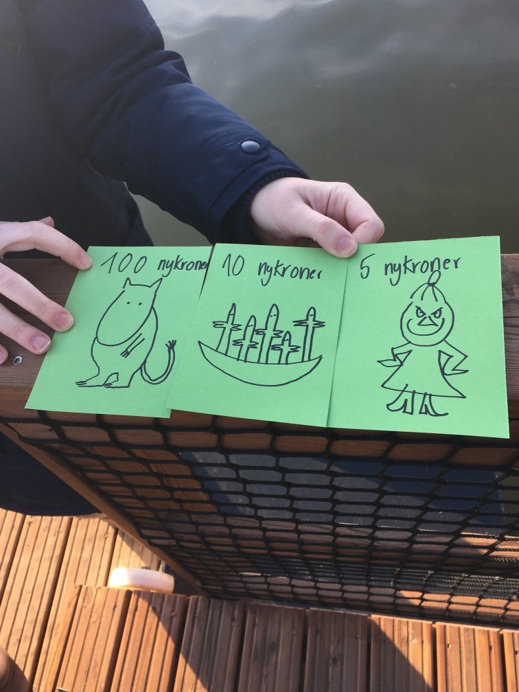 seppoio's tweet photo. 💰🇳🇴🇫🇮🇸🇪 Some great suggestions for the new nordic currency in the fictional event of 'NORDXIT'. A fun outdoor game in the sun, going on at the Nordic literacy conference #alfa19 @Opetushallitus #theseppoeffect @NVLdialogweb #literacy #gamification https://t.co/6r5zVygWDb