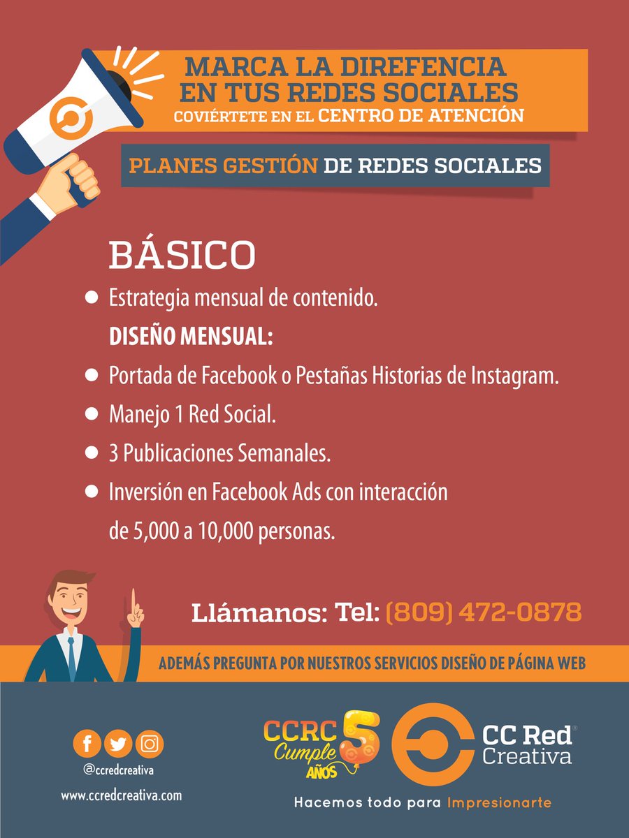 ccredcreativa's tweet photo. Conviértete en el centro de atención.🤩
.
Marca la diferencia en una vía efectiva para llegar a tus clientes por las Redes Sociales...
. 
No solo busques hacer publicaciones sino que estas sean parte de una Estrategia de Contenido que cumpla tus objetivos.
.
.
#oferta #paquetes https://t.co/DtS2Trn2B8