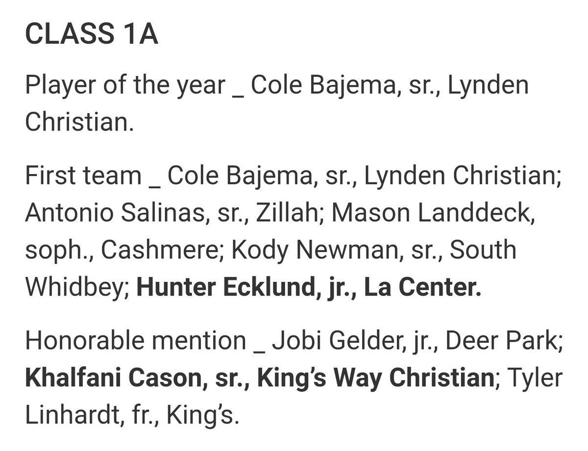 LaCenterHoops's tweet photo. 2019 Associated Press 1A All-State Basketball Team. Congrats @hunter_ecklund Great players on this list! https://t.co/TiGeE3HuCW