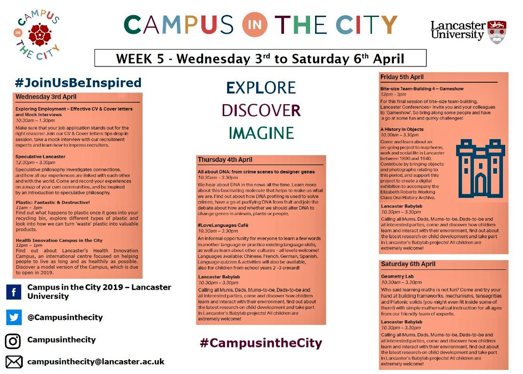 CampusintheCity's tweet photo. The #Babylab returns tomorrow at #CampusintheCity together with a bite-size #teambuilding session and 'A History in Objects' workshop. Check the programme to find out more👇
#JoinUsBeInspired https://t.co/rGxp8dQHRP