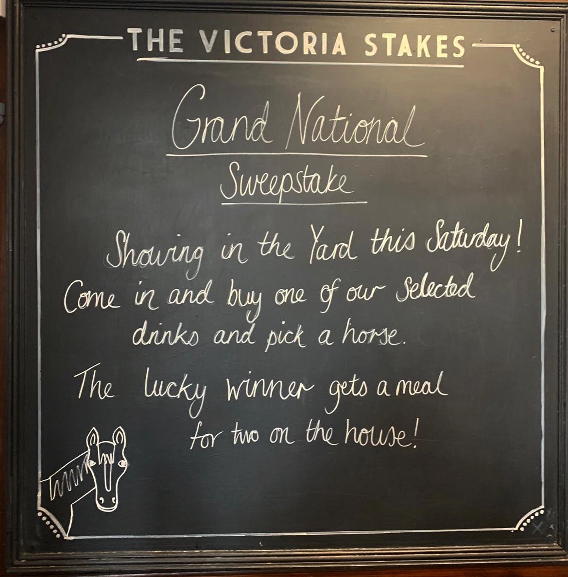 We are showing the Grand National this Saturday! Join our Sweep Stake, (free entry) for a chance to win a meal on us! #grandnational #sweepstakes #gastropub #pub #victoriastakes