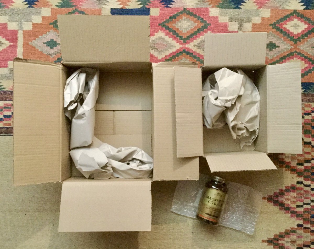 PhoebsBo's tweet photo. Seriously @AmazonUK? You sent me a bottle of supplements, bubble wrapped, in a box with packing material. This would have sufficed. However, you then put the smaller box in a bigger box, with more packing material! Why?!

#AmazonPackagingFail #AmazonPackaging @AmazonHelp #Waste https://t.co/ugftgQdvsQ