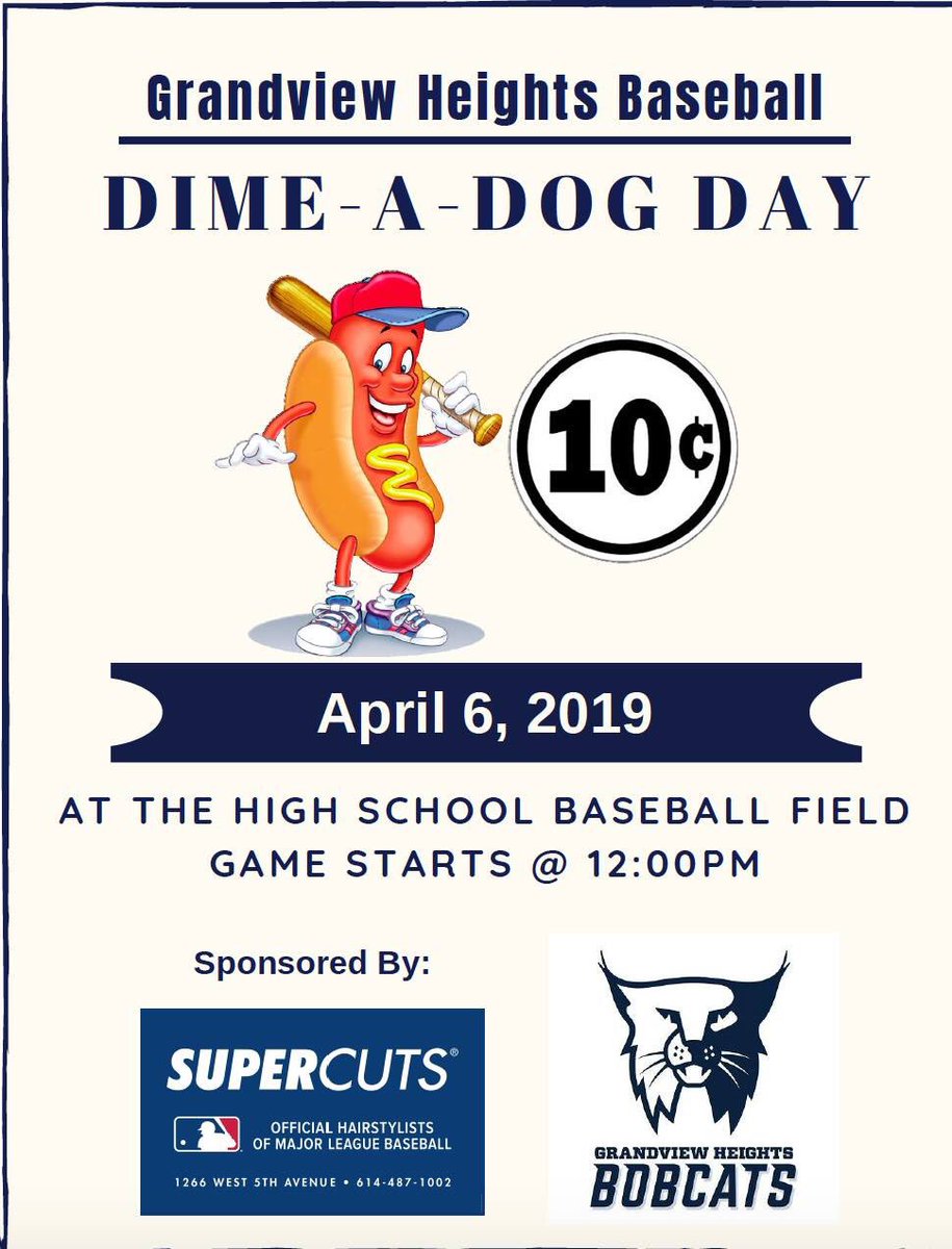 GHHS_Baseball's tweet photo. Bobcat Baseball is 7-0. Come watch some good baseball and some delicious dogs for 10 cents. Courtesy of our sponsors as @Supercuts on 5th Ave. https://t.co/B6QCaGeHbi