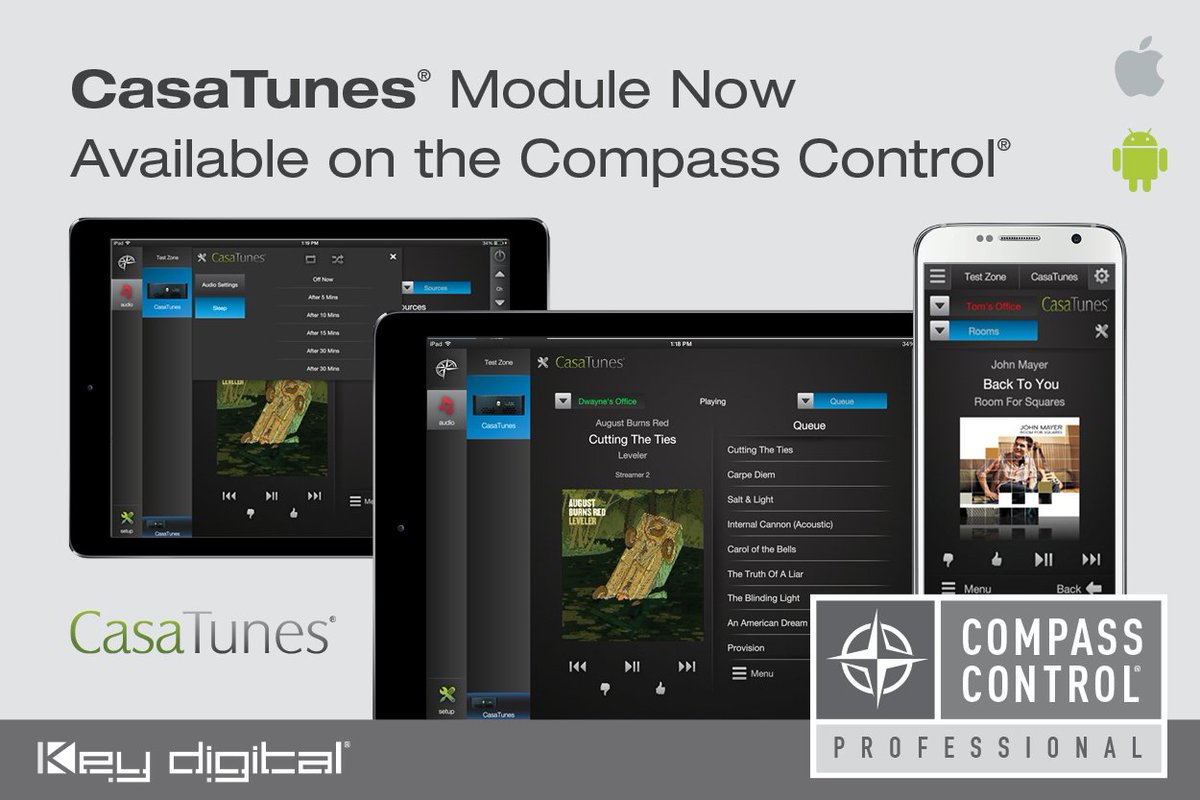 KeyDigitalHQ's tweet photo. CasaTunes® Multi-Room Music Systems products are now compatible with
the Compass Control® System. A few features include Music Browsing, Queue Control, IP Control and more! Read more here - https://t.co/iq2qQI5jei #AVTweeps #KeyDigital #controlsystem #CompassControl https://t.co/rdLxcTXqSp