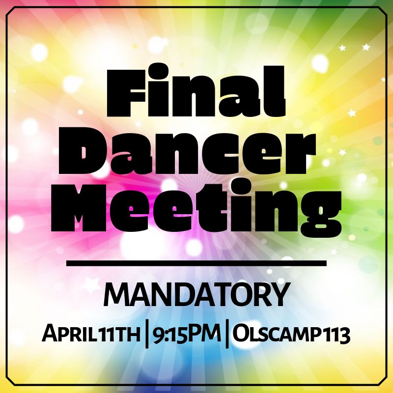 dm_bgsu's tweet photo. !Attention dancers! The location of the final dancer meeting will be in Olscamp 113 Now! Don’t forget to fill out your liability form and we can’t wait to see you! #ForMoreBirthdays https://t.co/qEE46VDmmc