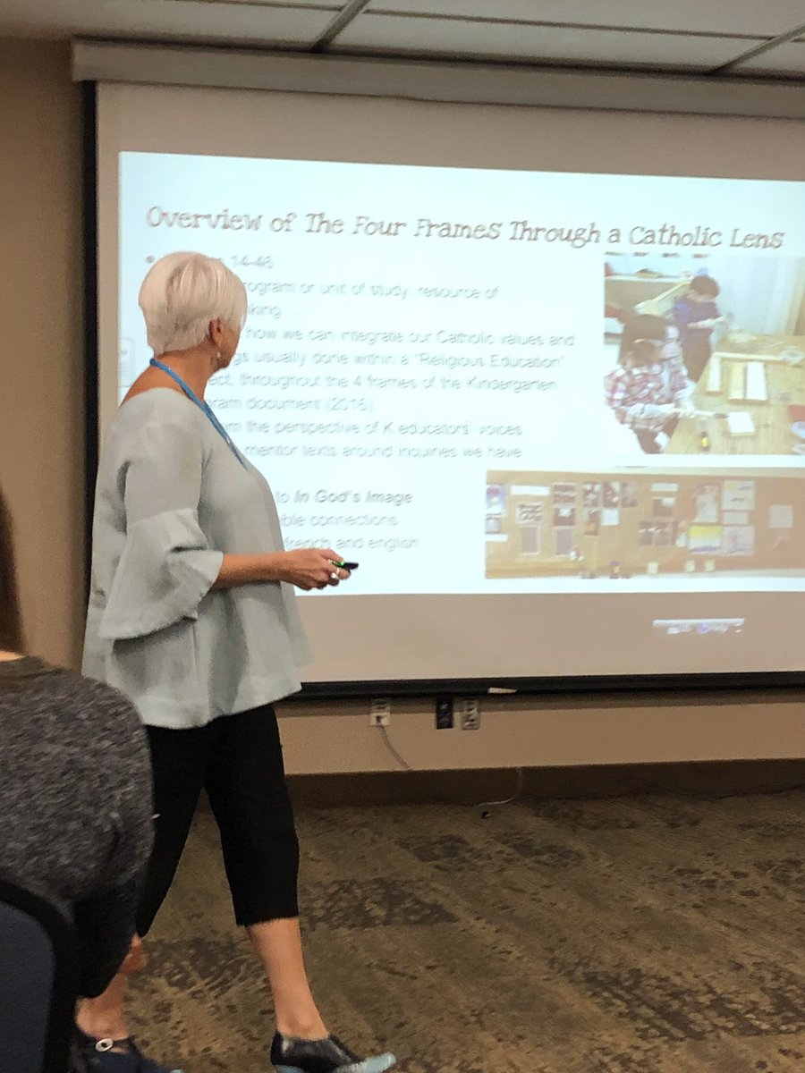 christina_cola's tweet photo. Thank you to @MacDcol for an awesome presentation on the great #eoccc Kindergarten resource document. Reflecting on “What happens when we view children as a child of God? We see challenging behaviours as seeking love not attention.” https://t.co/eruhPJswD8