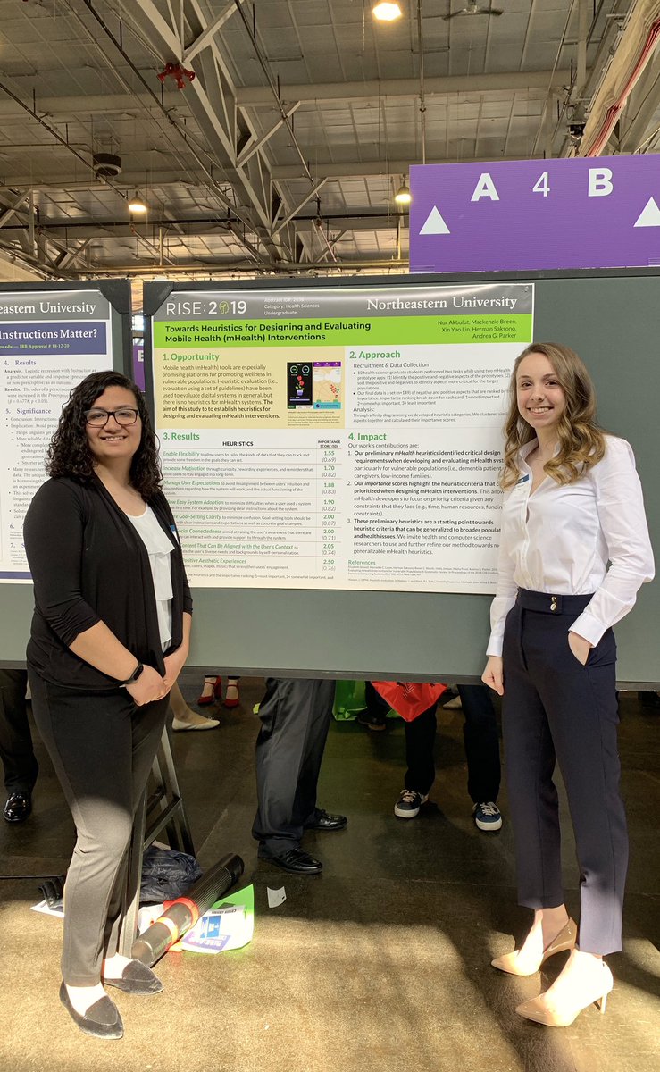 WellnessTechLab's tweet photo. Nur Akbulut and Mackenzie Breen are presenting their work on โHeuristics for Designing and Evaluating mHealth Interventionsโ.
Check out their poster at 4A and ask them what the heuristics are! @NUBouve @KhouryCollege #RISE2019 #GotResearch https://t.co/rX5rGOAalD