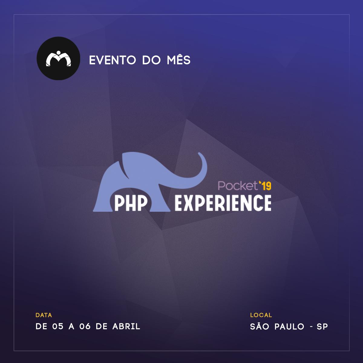 mazzatech_ti's tweet image. O PHP Experience é um dos eventos mais tradicionais de PHP do Brasil. O evento que acontece nos dias 05 e 06 de Abril, na rua Oscar Freire, 2379 em Pinheiros.

+ Info:  eventos.imasters.com.br/phpexperience

#mazzatech #phpexperience #sp #sãopaulo #programador #tecnologia #TI #php