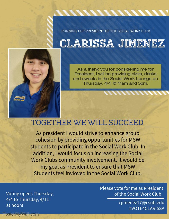 Clarissa Jimenez (CSUBMSWStudent) Twitter