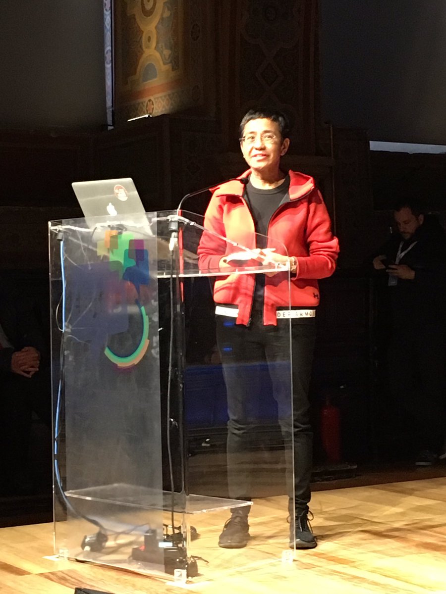 AlexaBorchardt's tweet photo. „If you want to rip the heart out of democracy, you go after the facts”, says @mariaressa at #Ijf19 https://t.co/e12nGsax5V