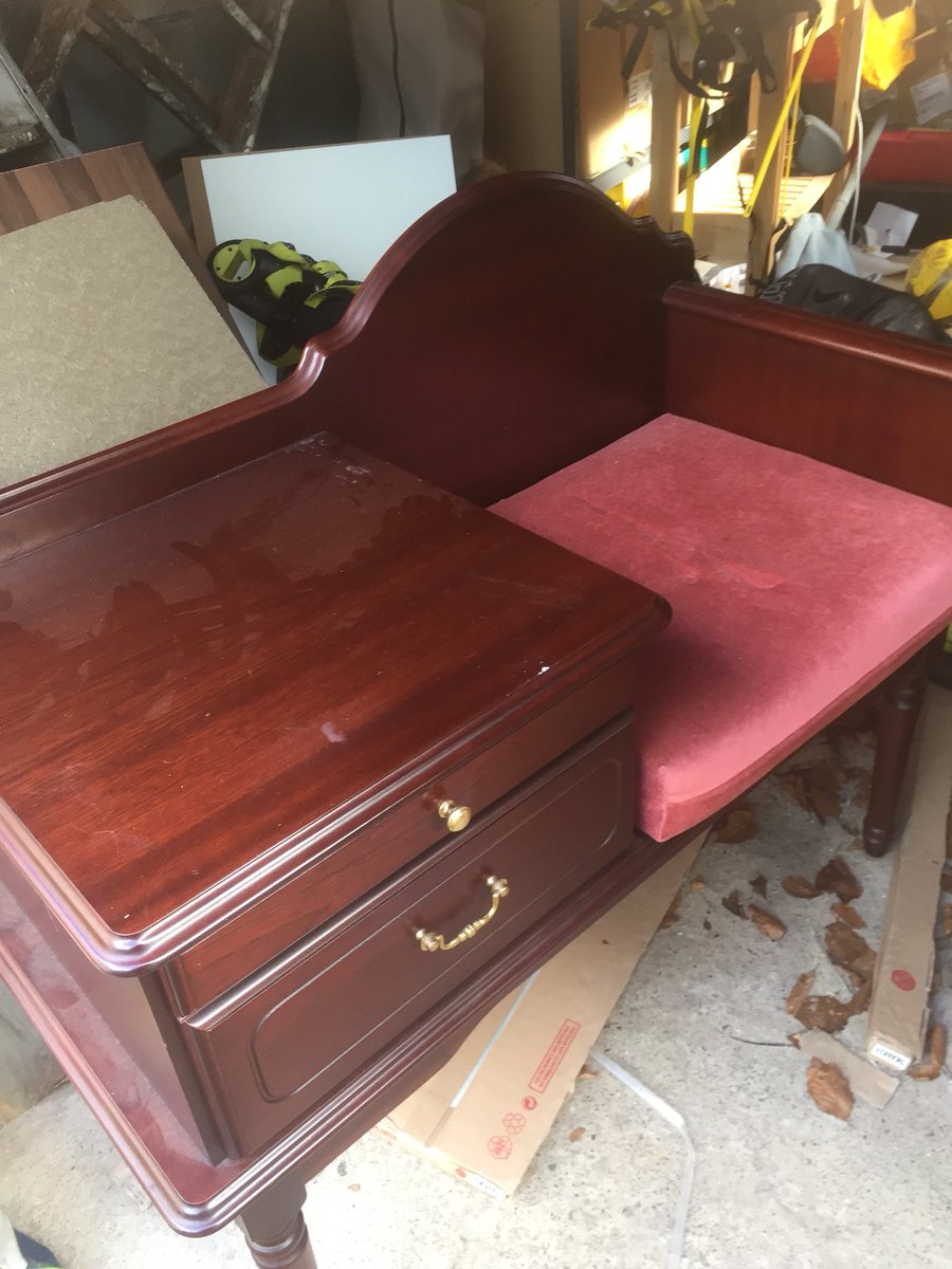 E_of_E_Design's tweet photo. We might be busy with #bees but there is always time for some #upcycling of this old #telephonetable https://t.co/0vvkL2ejWh
