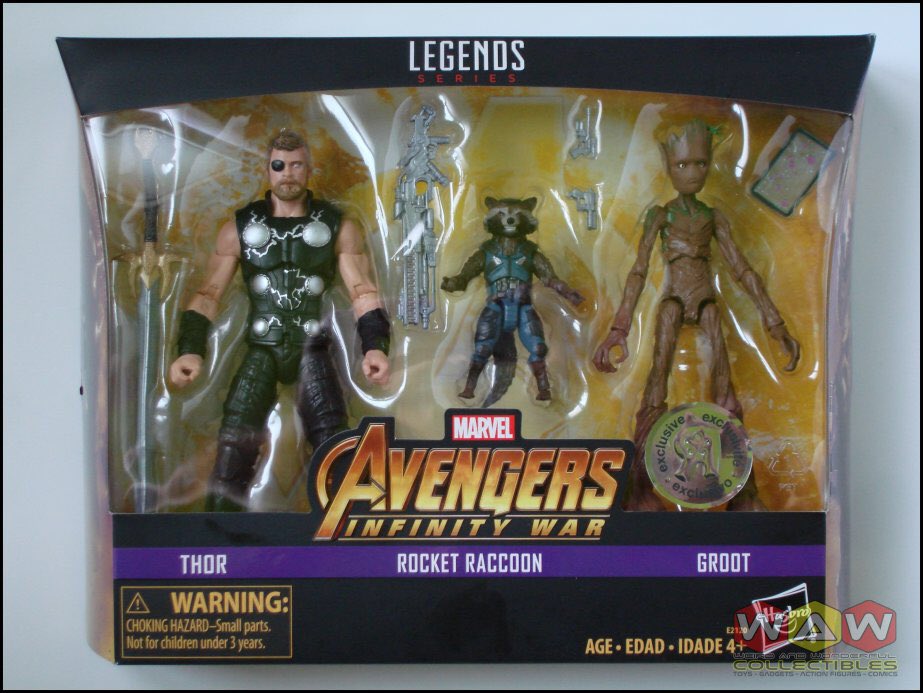 Marvel Avengers Infinity War Thor Groot & Rocket Exclusive Action Figure  3-Pack 