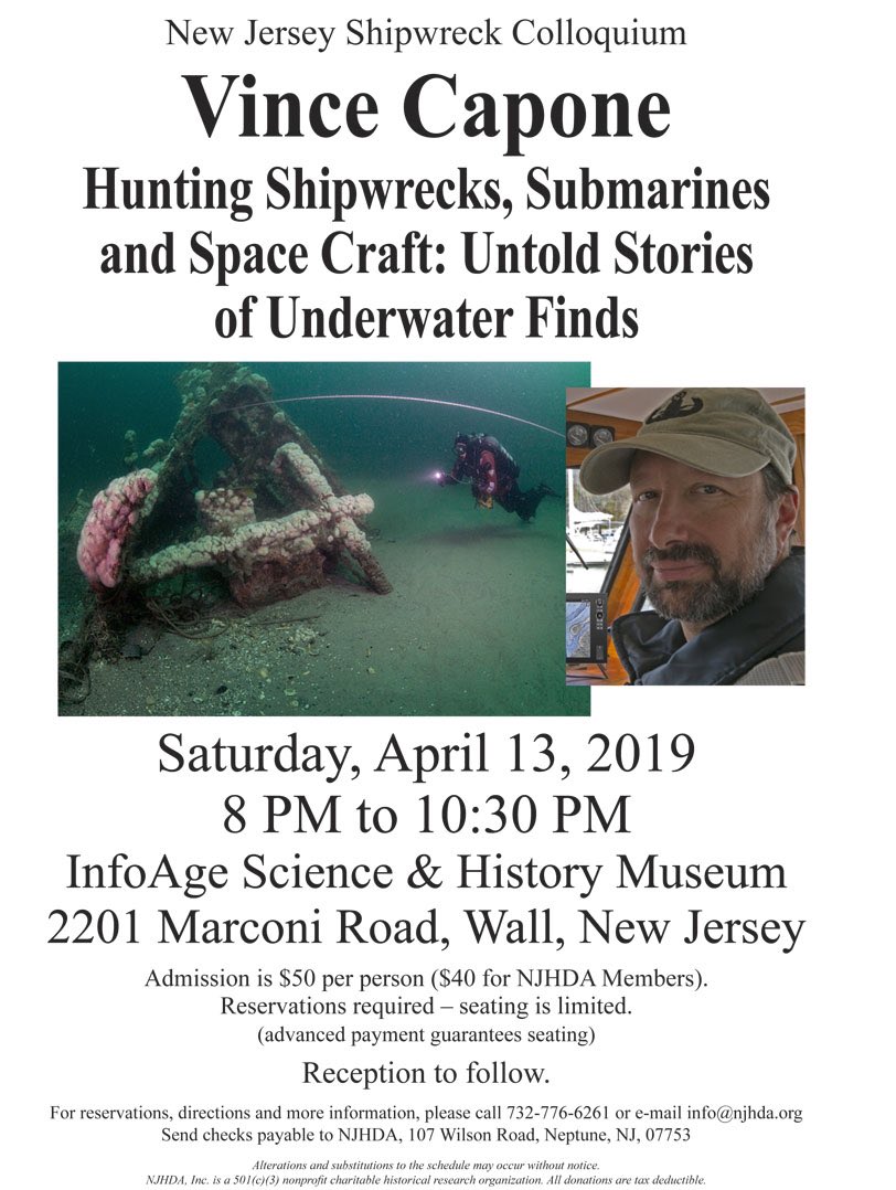 Still a few seats left to hear some never told before stories about finding submarines Historic Shipwrecks, space shuttles and moon rockets.