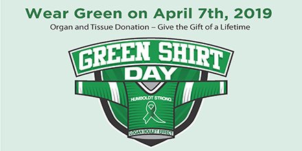 Join us for #GreenShirtDay on Sunday, April 7th and bring the family for a FREE Family Skate at the Municipal Centre! 1:30-3:00pm #TalkToYourFamily @GreenShirtDay #BeADonor ow.ly/fPlj50p5rWR