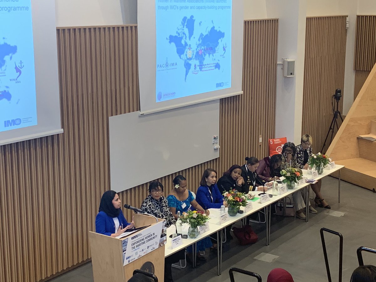 Happening now ... WIMAs & WMUWA panel on their experiences and discussing an integrated approach to strengthening the global WIMA networks #MaritimeWomen2019 @IMOHQ @WMUHQ @womesaafrica @PacWima @wmuwa @wimac