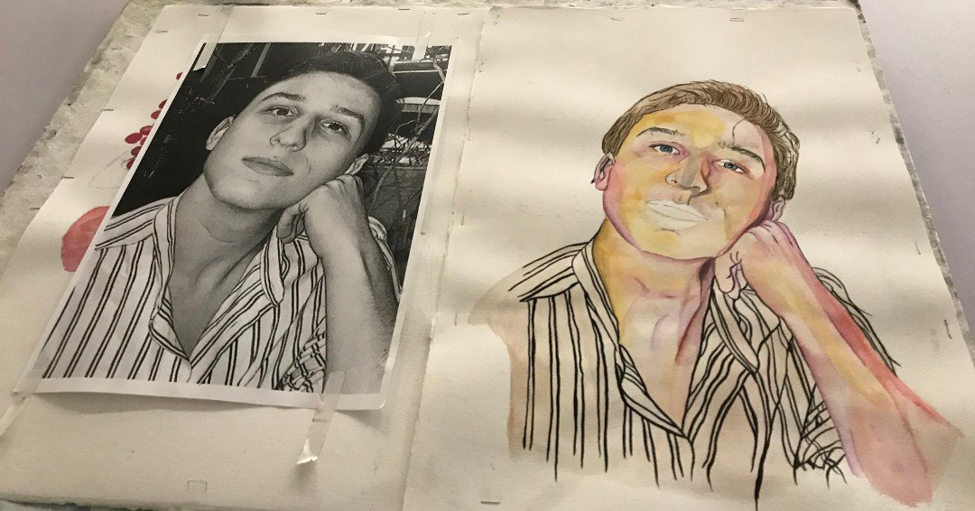 KStateArtDept's tweet photo. Watermedia studio is working on portraits. It is so fun to watch the progression. Join us next semester. #kstate #artdept #art #artist #watermedia #watercolor #painting #paint #studioart #artstudy #studentartwork #create #ART320 https://t.co/KLMyVD7tB3