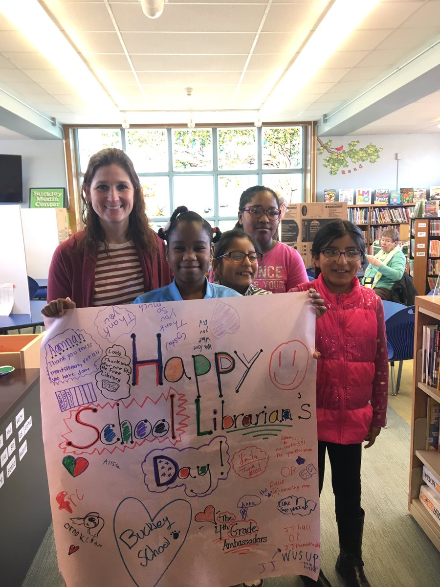 j_steffen2000's tweet photo. Happy School Librarian’s Day to Mrs. Montstream from the 4th grade ambassadors and all of us at Buckley! @b59kmontReading @MPS_Buckley @mpspride https://t.co/3dTwm7kZZ4