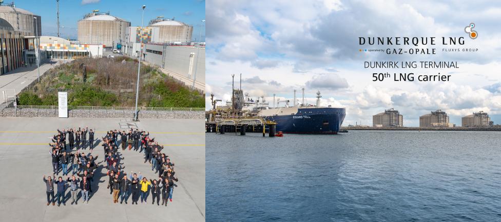 DunkerqueLNG's tweet photo. 📷 🎉🎈Les équipes du terminal méthanier de Dunkerque LNG accueillent leur 5⃣0⃣e navire #GNL sur le site ! 👏 Bravo à toutes et tous pour la réception de chacun de ces 🚢 en toute sécurité. @FluxysGroup @DunkerquePort #logohumain #convivialité https://t.co/qHxnLx0Ij9