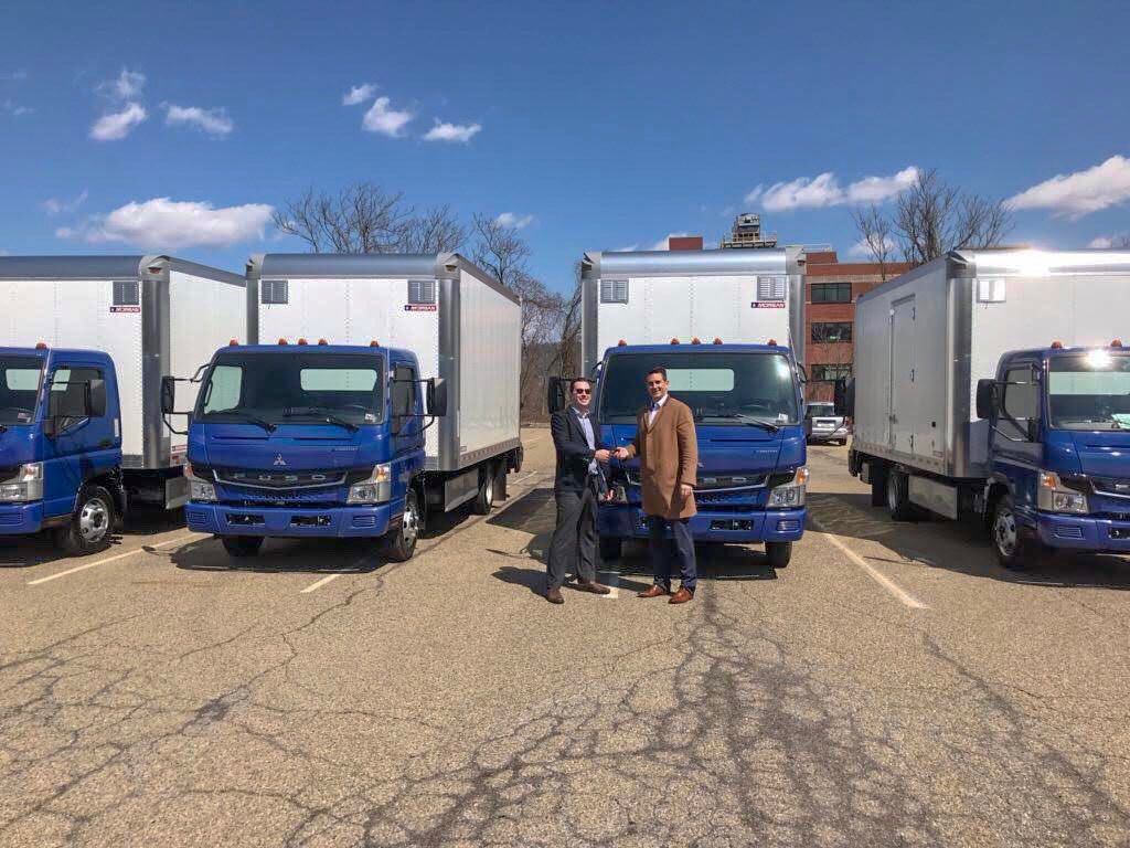 PittSurplus's tweet photo. Our 100% ELECTRIC box trucks have arrived! This is the first step in transforming our fleet to be more sustainable. Our team is eagerly learning best practices so we can start utilizing the trucks ASAP. #PittSurplus #PittSustainability #Fuso https://t.co/MVWEHI49LT