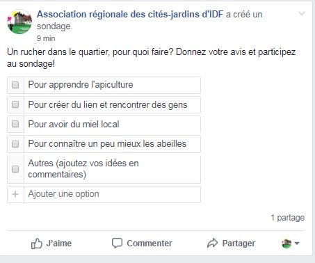 Assocjs's tweet photo. [#SONDAGE] Un rucher dans la cité-jardin, pour quoi faire? Participez au sondage sur la page facebook d'@Assocjs : https://t.co/Eq310Jv37J . 
RDV vendredi 05/04 à 18h pour la consultation avec @SSDhabitat 
#sondage #consultation #rucher #citoyenneté #bee #citéjardin https://t.co/WhRldLD6E7