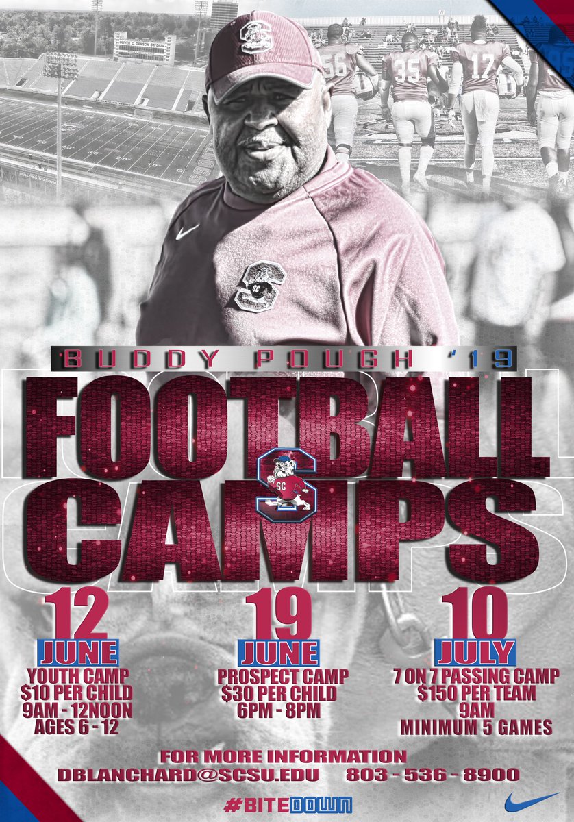 HIGH SCHOOL FOOTBALL CAMPS
3 different Camps available!
#YouthCamp ages 6 - 12
#ProspectCamp
#7on7Passing

Come out and get Coached up by the BEST COACHES in the Area and COMPETE!

#BiteDOWN
#FearTheBITE