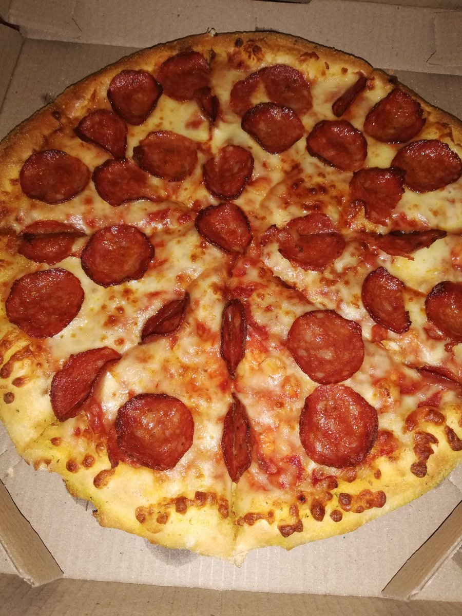 NishyWezSyd's tweet photo. The new @DominosPizza_SA Pepperoni pizza is packed full of flavour and cheesy awesomeness, it's like a pizza science of perfection, it's my new go to order, for sure going to order a few of these for my next party... It got wiped out in seconds... #ReviewUsForFree https://t.co/6YPEaZYRPb
