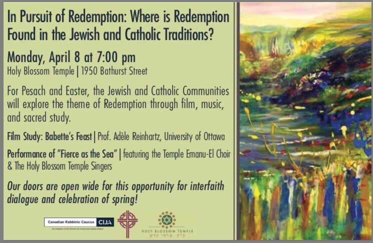 CanadianRabbis's tweet photo. In honour of #Pesach and #Easter, the CRC and the @CCCB_CECC are co-hosting the National #Catholic #Jewish Interfaith Dialogue in #Toronto. We hope you can attend! https://t.co/16e9IAfzri