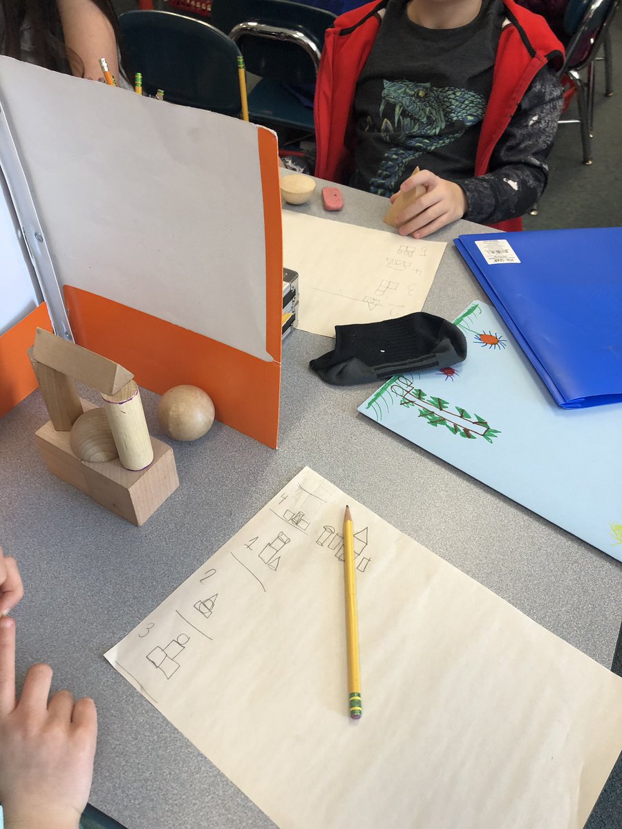 amymarlotabor's tweet photo. Tabor Owls 🦉 creating composite 3D shapes and giving verbal clues to their partners to construct the same ones on paper without looking 👀!! #FirefliesInFirst https://t.co/ERHFHFuo99