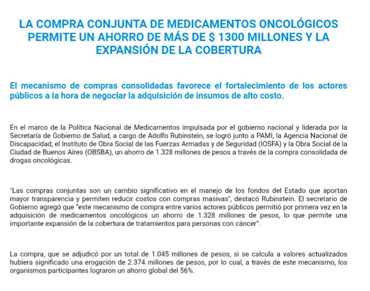 DanielaHacker's tweet photo. Ahorro de 1.300 millones de pesos en la compra conjunta de medicamentos oncológicos. https://t.co/X5p03iOPiT