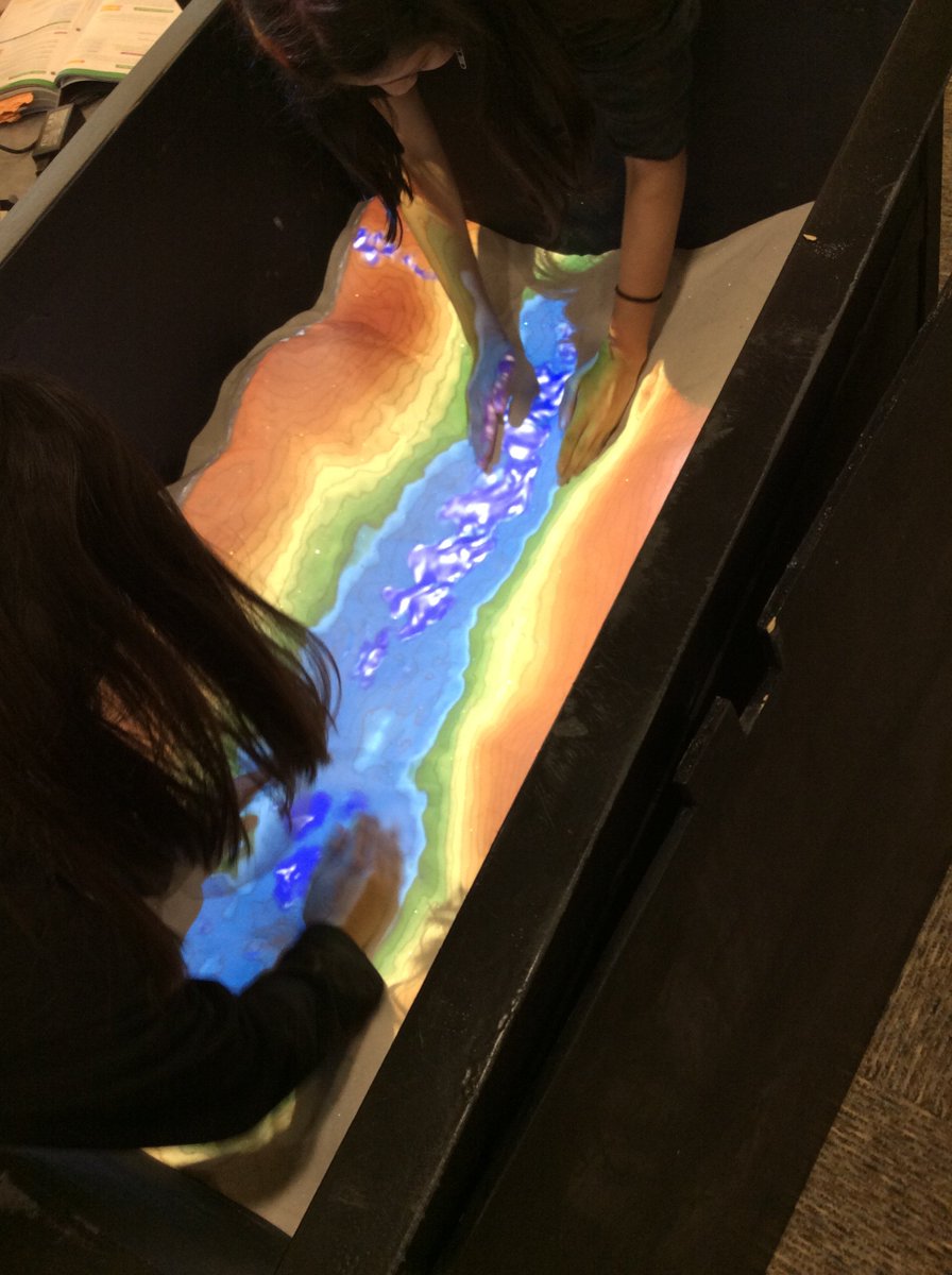 SMS_Library's tweet photo. Hands on learning in the @SMS_Library this week with our HaysCISD interactive Augmented Reality Topographic Map. #hayslib #AR #sandboxfun #science #funtimesinthelibrary https://t.co/EMKM8S4iXF